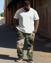 Simple Solid Color T-Shirt Camouflage Pants Large Men's Suit