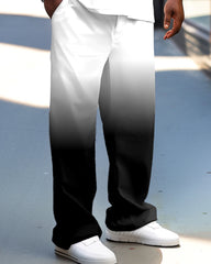 Men's Plus Size Gradient Plaid Polo Shirt Trousers Suit