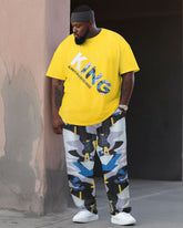 Men's Large Splash-Ink King Street Hip-Hop Casual Two-Piece Set