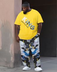 Men's Large Splash-Ink King Street Hip-Hop Casual Two-Piece Set