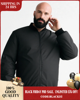 Big & Tall Men's Black-autumn And Winter Three-proof Environmental Protection Fabric Warm Elastic Jacket Coat