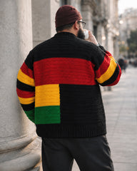 Big & Tall Men's Geometric Color-blocking Knit Cardigan