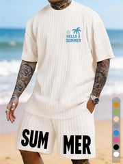 "Hello Summer" Coconut Sun Print Texture Large Size Sports Suit