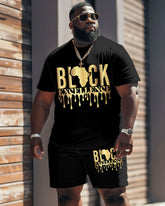 Men's Plus Size Juneteenth Black History Month Print T-Shirt Shorts Set