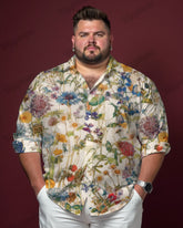 Abstract Impression Long Sleeve Shirt Men's Plus Size