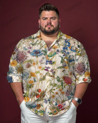 Abstract Impression Long Sleeve Shirt Men's Plus Size