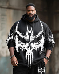 Big & Tall Men's Street Fashion Skull Print Hoodie Suit