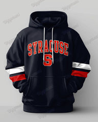 Men's Plus Size Syracuse University Striped Colorblock Printed Hoodie Suit