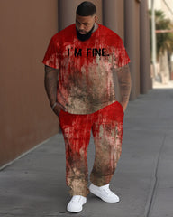 Big Guys I'm Fine Bloody Print T-Shirt Trousers Set