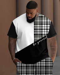 Men's Big & Tall Classic Plaid Print T-Shirt Pants Set