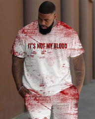 Men's Plus Size It's Not My Blood Print T-Shirt Trousers Set