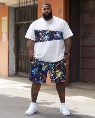 Street Cool Starry Sky Patchwork Printed Large Men's Set