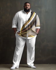 White Gradient Plus Size Long Sleeve Walking Set