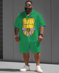 Big Guys Fun Ninja Turtles Print Short Sleeve Shirt Shorts Set