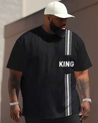 Men's Large Casual Stripe King Letter Print Set