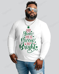 100% Cotton-Merry Christmas Men's Plus Size Long Sleeve T-Shirt