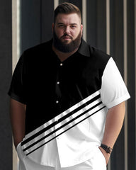 Men's Big Size Color Block Short Sleeve 2 Piece Walking Set