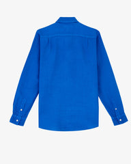 100% Cotton-Blue Patch Pocket Men's Long Sleeve Shirt