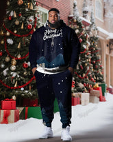 Men's Big & Tall Merry Christmas Snowdrift Hoodie and Sweatpants Set