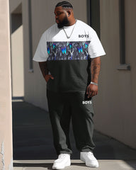 Casual Simple Colorblock Letter Print Men's Large Suit