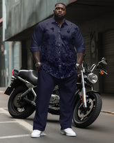 Men's Big & Tall Premium Floral Print Long Sleeve Shirt and Pants Set