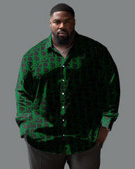 Men's Lettered Lapel Long Sleeve Shirt Big and Tall