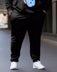 Men's Plus Size Black Tongue Print Hoodie (Pack of Two)