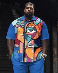 Personalized Puzzle Printed Large Men's Short Sleeved Shirt Set