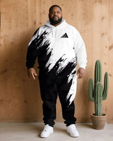 Big & Tall Men Fall/Winter Joker Street Black & White Splash Ink Chest Small Label Design Hoodie Suit