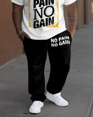 Big Guys No Pain No Gain Print T-Shirt Trousers Set