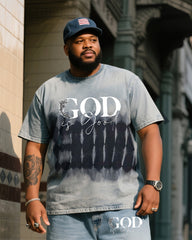 Big Shirt Print Short Sleeve Shorts Denim Suit