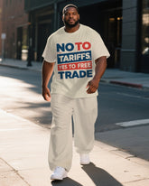 Men's Big & Tall Tariff Theme Funny Saying Printed 2-piece Short Sleeve T-Shirt Pants Suit