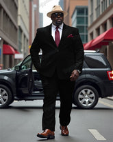 Men's Big and Tall Solid Color Blazer Trousers Suit