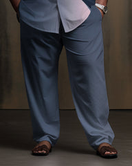 Plus Size Men's Business Abstract Smudged Long Sleeve Two-Piece Set