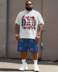 Men's Plus Size Independence Day Best Dad Print Ever Large Men's Suit