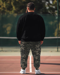 Fashion Camouflage Stitching Men's Plus Size Sweatshirt Two-piece Set