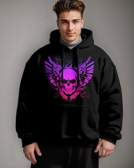 Cotton Material-Romantic Powder Skull Big Men's Loose Hoodie