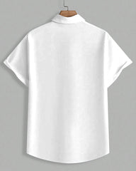 Men's Plus Size White Stripe Retro Poker Print Short Sleeve Shirt