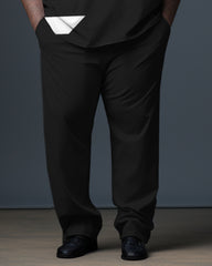 Men's Big & Tall Color Block Stripe Zip Up Polo Shirt and Pants Set