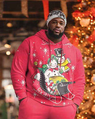 Men's Plus Size Santa Snowman Gift Christmas Hoodie Set of Two