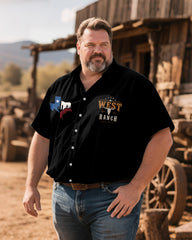 Big & Tall Men's Western Denim Printed Short Sleeve Shirt