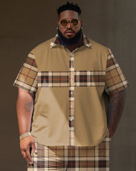 Men's Big and Tall Plaid Short Sleeve Shirt And Shorts Set