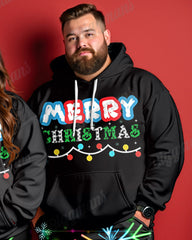 Couple Merry Christmas Alphabet Print Big & Tall Hoodie Set