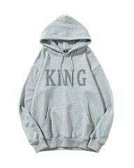 Cotton-Simple Letter King Men's Loose Oversized Hoodie