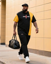 Big Boy Street Fashion Black Spell Turmeric English Short-sleeved Trousers Suit