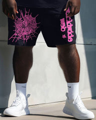 Men's Plus Size Street Fashion Spider T-Shirt Shorts Suit