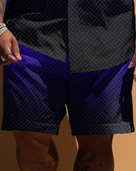 Big Guy's Simple Pattern Printed Short-sleeved Shirt And Shorts Set