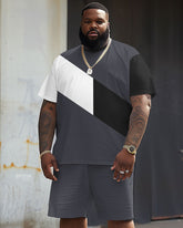 Street Casual Gray Colorblock Printed Large Men's Set