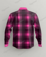 Men's Big & Tall Pink and Black Plaid Lapel Long Sleeve Shirt