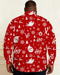 Men's Plus Size Red Christmas Holiday Warm Casual Shirt